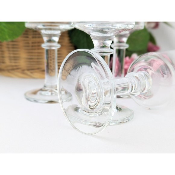 Set of 4 Tall Modernist Water Goblets Minimalist Clear Stemmed Drinking Glasses - Picture 7 of 8